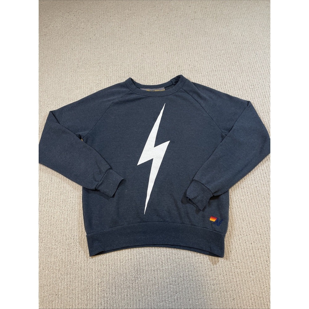 Aviator Small Nation Bolt Pullover Sweatshirt Unisex Blue Crew Neck